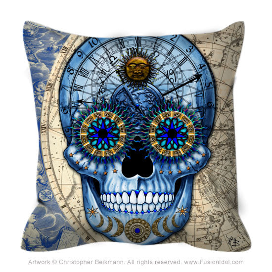 Astrological Skull Throw Pillow - Astrologiskull - Throw Pillow - Fusion Idol Arts - New Mexico Artist Christopher Beikmann