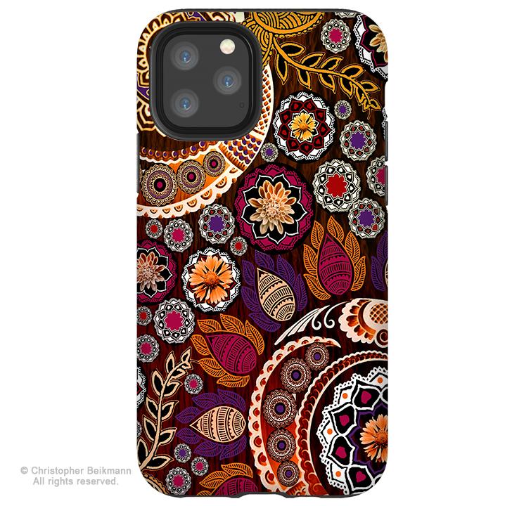 Autumn Mehndi - iPhone 11 / 11 Pro / 11 Pro Max Tough Case - Dual Layer Protection for Apple iPhone Paisley Floral Art Case - iPhone 11 Tough Case - Fusion Idol Arts - New Mexico Artist Christopher Beikmann