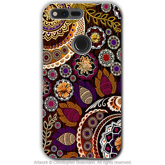 Autumn Paisley Mehndi - Artistic Google Pixel Tough Case - Dual Layer Protection - autumn mehndi - Google Pixel Tough Case - Fusion Idol Arts - New Mexico Artist Christopher Beikmann