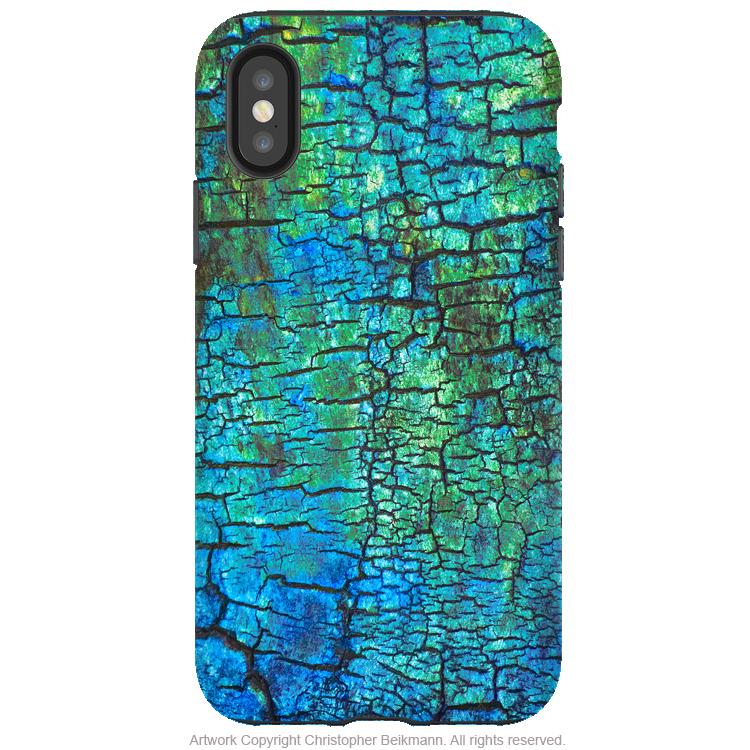 Azul Crust - iPhone X / XS / XS Max / XR Tough Case - Dual Layer Protection for Apple iPhone 10 - Blue Abstract Art Case - iPhone X Tough Case - Fusion Idol Arts - New Mexico Artist Christopher Beikmann