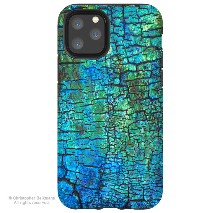 Azul Crust - iPhone 12 / 12 Pro / 12 Pro Max / 12 Mini Tough Case Tough Case - Dual Layer Protection for Apple iPhone XI - Blue and Green Abstract Art Case - iPhone 12 Tough Case - Fusion Idol Arts - New Mexico Artist Christopher Beikmann