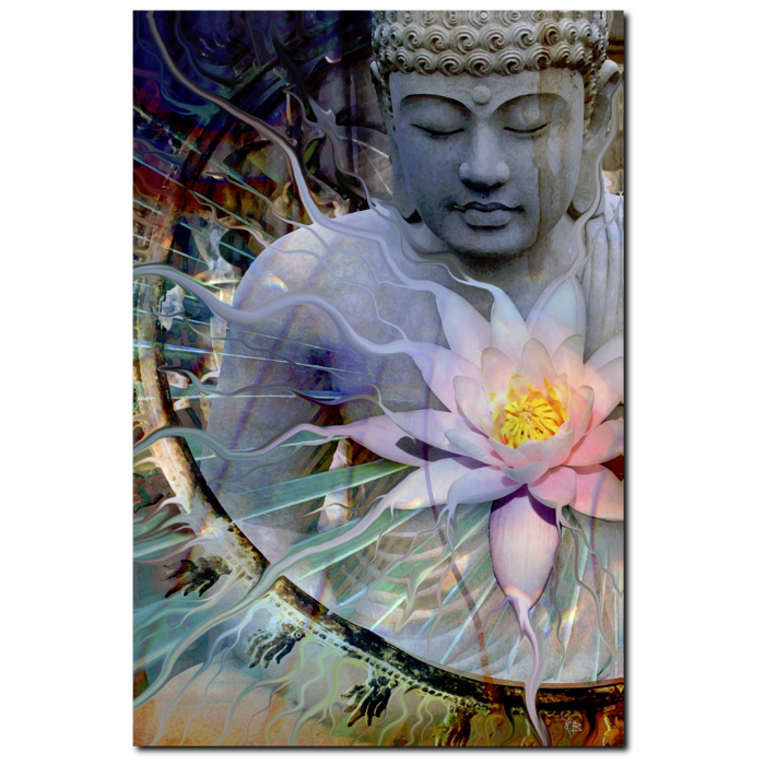 Buddha with Lotus - Canvas Print - Zen Meditation Art - Living Radiance - Premium Canvas Gallery Wrap - Fusion Idol Arts - New Mexico Artist Christopher Beikmann