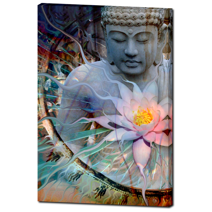 Buddha with Lotus - Canvas Print - Zen Meditation Art - Living Radiance - Premium Canvas Gallery Wrap - Fusion Idol Arts - New Mexico Artist Christopher Beikmann