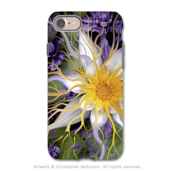Purple Lotus Flower - Artistic iPhone 8 Tough Case - Dual Layer Protection - Bali Dream Flower - iPhone 8 Tough Case - Fusion Idol Arts - New Mexico Artist Christopher Beikmann