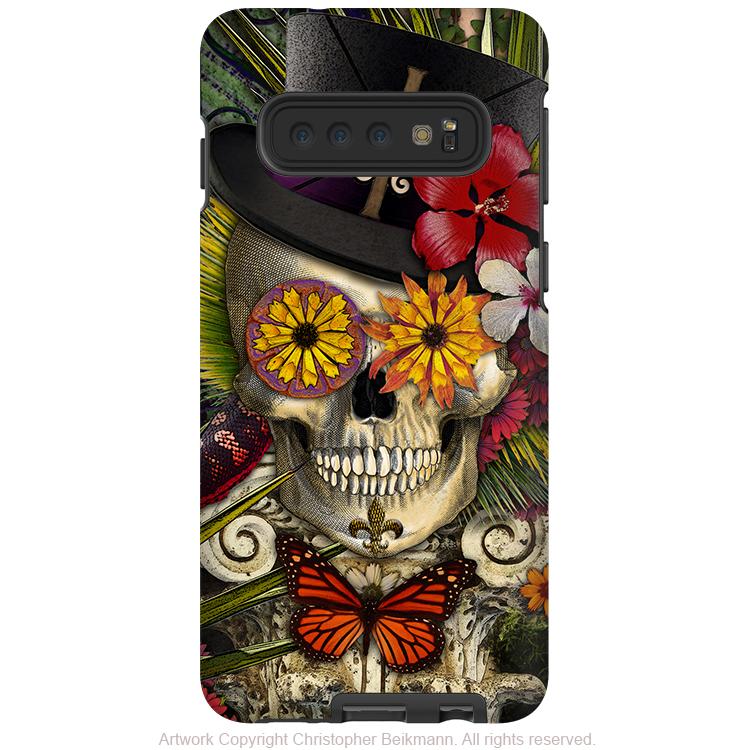 Baron in Bloom - Galaxy S10 / S10 Plus / S10E Tough Case - Dual Layer Protection - Voodoo Sugar Skull Case - Galaxy S10 / S10+ / S10E - Fusion Idol Arts - New Mexico Artist Christopher Beikmann