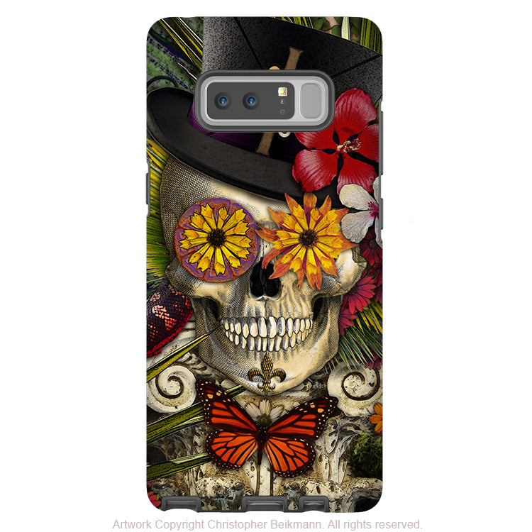 New Orleans Sugar Skull Galaxy Note 8 Case - Baron in Bloom - Voodoo Sugar Skull Note 8 Tough Case - Galaxy Note 8 Tough Case - Fusion Idol Arts - New Mexico Artist Christopher Beikmann