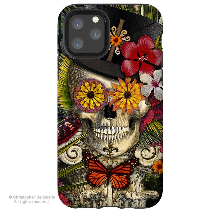Baron in Bloom - iPhone 11 / 11 Pro / 11 Pro Max Tough Case - Dual Layer Protection for Apple iPhone XI - New Orleans Voodoo Sugar Skull Case - iPhone 11 Tough Case - Fusion Idol Arts - New Mexico Artist Christopher Beikmann