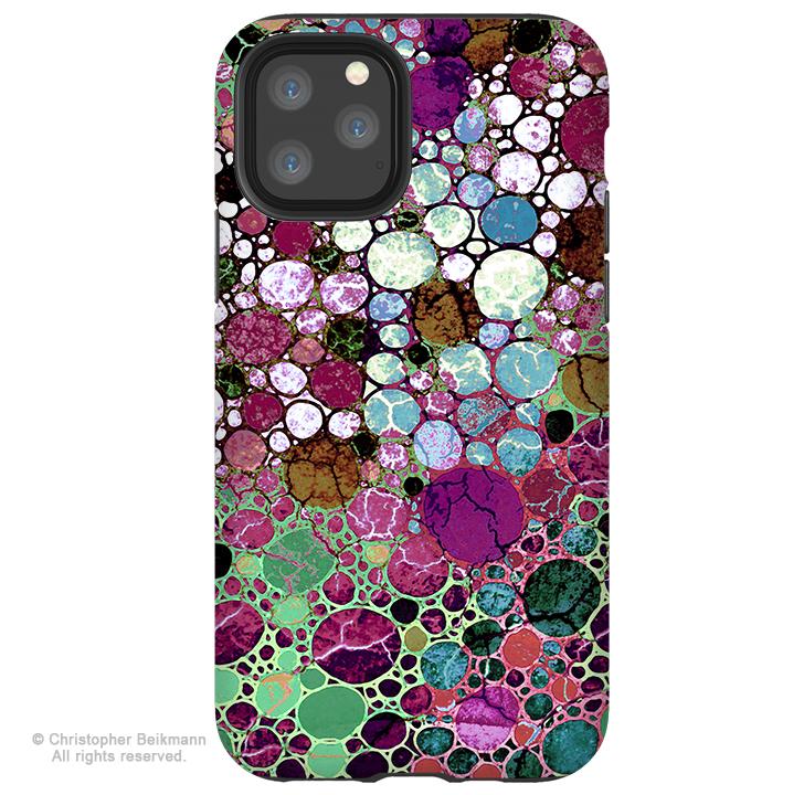 Berry Bubbles - iPhone 11 / 11 Pro / 11 Pro Max Tough Case - Dual Layer Protection for Apple iPhone XI - Burgundy Abstract Art Case - iPhone 11 Tough Case - Fusion Idol Arts - New Mexico Artist Christopher Beikmann