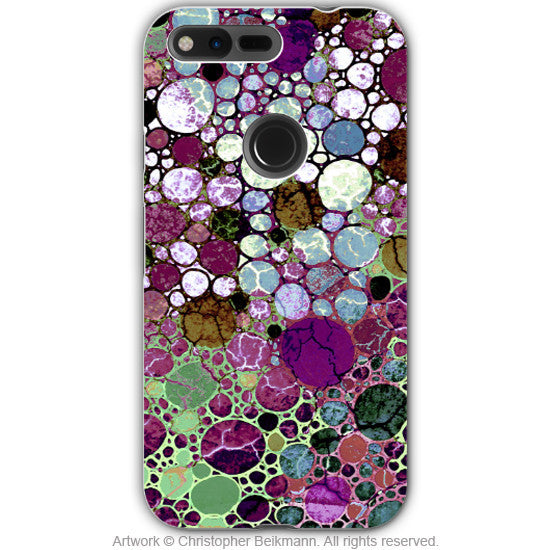 Burgundy Bubble Abstract - Artistic Google Pixel Tough Case - Dual Layer Protection - berry bubbles - Google Pixel Tough Case - Fusion Idol Arts - New Mexico Artist Christopher Beikmann