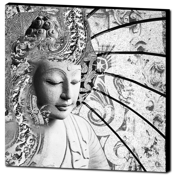 Black and White Zen Buddha Canvas Art - Bliss of Being - Premium Canvas Gallery Wrap - Fusion Idol Arts - New Mexico Artist Christopher Beikmann