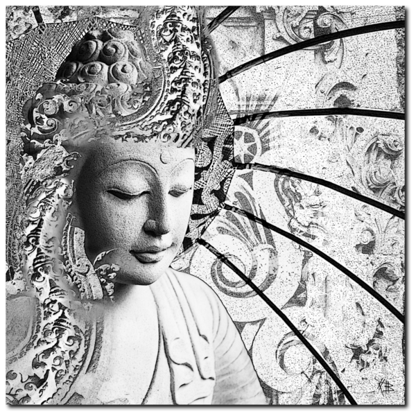 Black and White Zen Buddha Canvas Art - Bliss of Being - Premium Canvas Gallery Wrap - Fusion Idol Arts - New Mexico Artist Christopher Beikmann