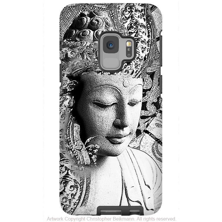 Bliss of Being - Black and White Buddha - Galaxy S9 / S9 Plus / Note 9 Tough Case - Dual Layer Protection for Samsung S9 - Galaxy S9 / S9+ / Note 9 - Fusion Idol Arts - New Mexico Artist Christopher Beikmann