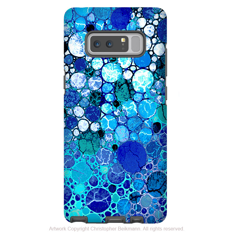 Blue Abstract Galaxy Note 8 Case - Artistic Case for Samsung Galaxy Note 8 - Blue Bubbles - Galaxy Note 8 Tough Case - Fusion Idol Arts - New Mexico Artist Christopher Beikmann