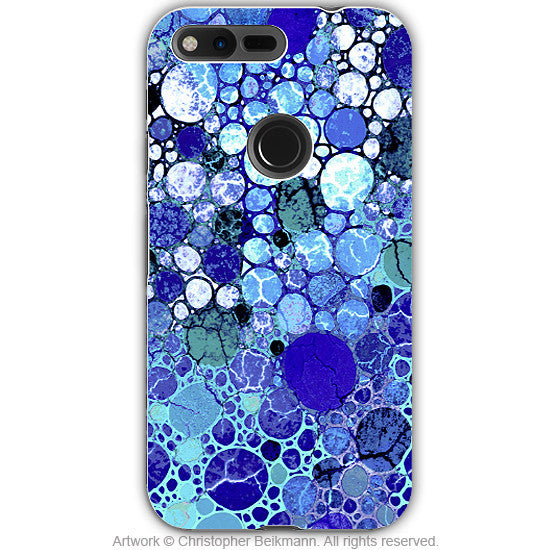 Blue Bubble Abstract - Artistic Google Pixel Tough Case - Dual Layer Protection - blue bubbles - Google Pixel Tough Case - Fusion Idol Arts - New Mexico Artist Christopher Beikmann