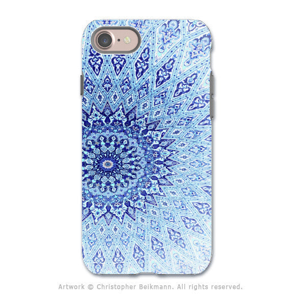 Blue Zen Mandala - Artistic iPhone 7 Tough Case - Dual Layer Protection - Cloud Mandala - iPhone 7 Tough Case - Fusion Idol Arts - New Mexico Artist Christopher Beikmann