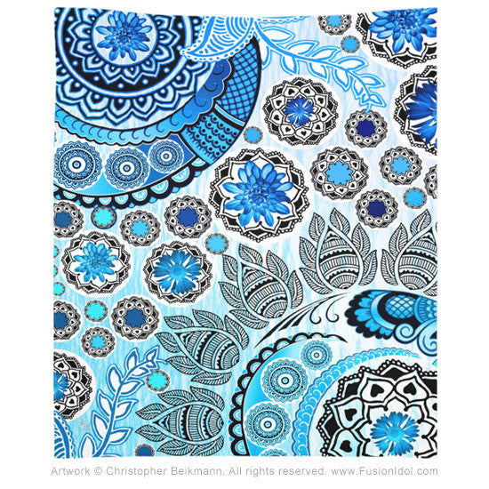 Blue Mehndi Paisley Tapestry - Tapestry - Fusion Idol Arts - New Mexico Artist Christopher Beikmann