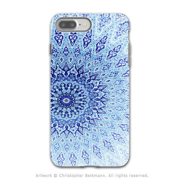 Blue Zen Mandala - Artistic iPhone 7 PLUS - 7s PLUS Tough Case - Dual Layer Protection - Cloud Mandala - iPhone 7 Plus Tough Case - Fusion Idol Arts - New Mexico Artist Christopher Beikmann