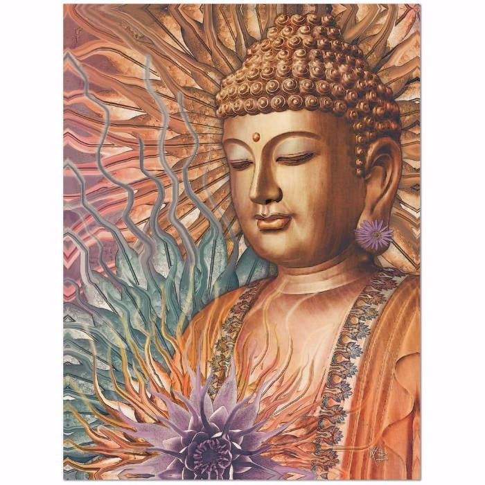 Buddha Floral Canvas - Orange, Teal and Lavender Zen Buddha Wall Art - Proliferation of Peace - Premium Canvas Gallery Wrap - Fusion Idol Arts - New Mexico Artist Christopher Beikmann