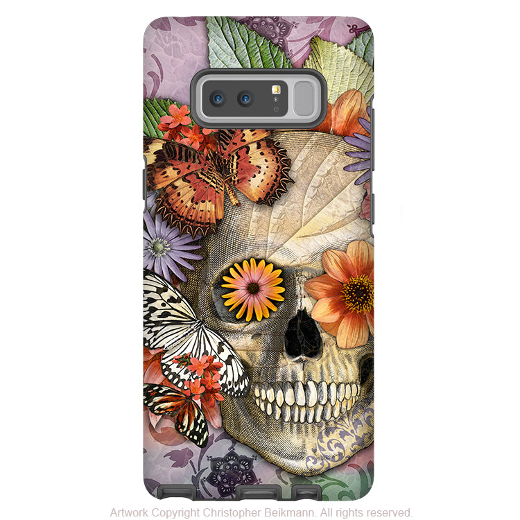 Butterfly Sugar Skull Galaxy Note 8 Case - Butterfly Botaniskull - Floral Sugar Skull Note 8 Tough Case - Galaxy Note 8 Tough Case - Fusion Idol Arts - New Mexico Artist Christopher Beikmann