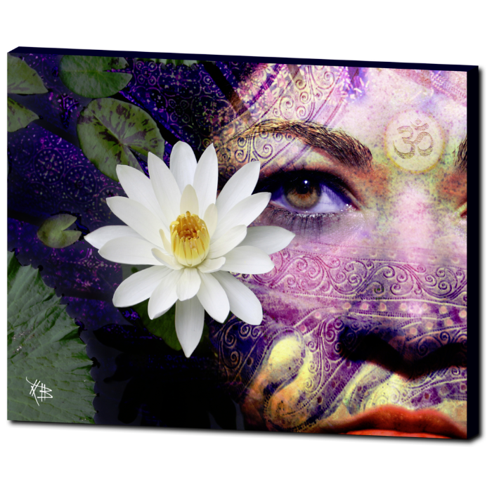 Hindu Lakshmi Goddess Photo Collage Art Canvas - Full Moon Lakshmi - Premium Canvas Gallery Wrap - Fusion Idol Arts - New Mexico Artist Christopher Beikmann