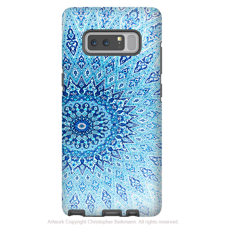 Blue Mandala Galaxy Note 8 Tough Case - Dual Layer Zen Case for Samsung Galaxy Note 8 - Cloud Mandala - Galaxy Note 8 Tough Case - Fusion Idol Arts - New Mexico Artist Christopher Beikmann