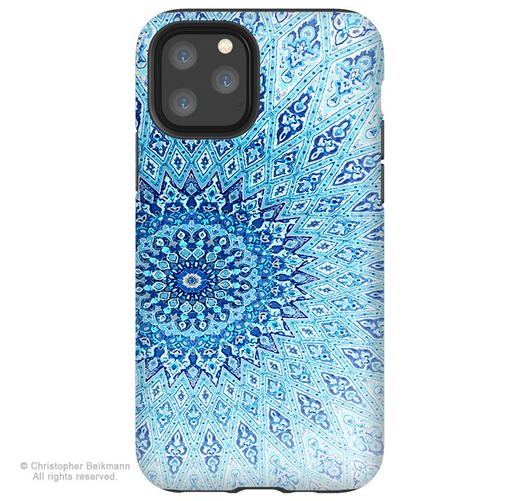 Cloud Mandala - iPhone 11 / 11 Pro / 11 Pro Max Tough Case - Dual Layer Protection for Apple iPhone XI - Blue Buddhist Art Case - iPhone 11 Tough Case - Fusion Idol Arts - New Mexico Artist Christopher Beikmann