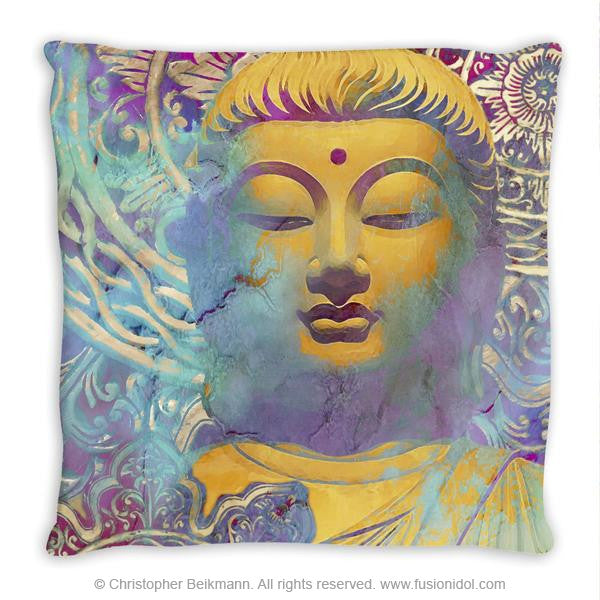 Colorful Pastel Zen Buddha Art Throw Pillow - Light of Truth - Throw Pillow - Fusion Idol Arts - New Mexico Artist Christopher Beikmann