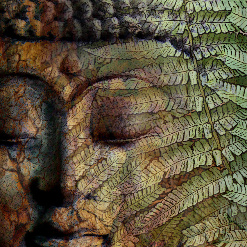 Green Fern Buddha Art - Canvas Print - Solid Surface - Convergence of Thought - Premium Canvas Gallery Wrap - Fusion Idol Arts - New Mexico Artist Christopher Beikmann