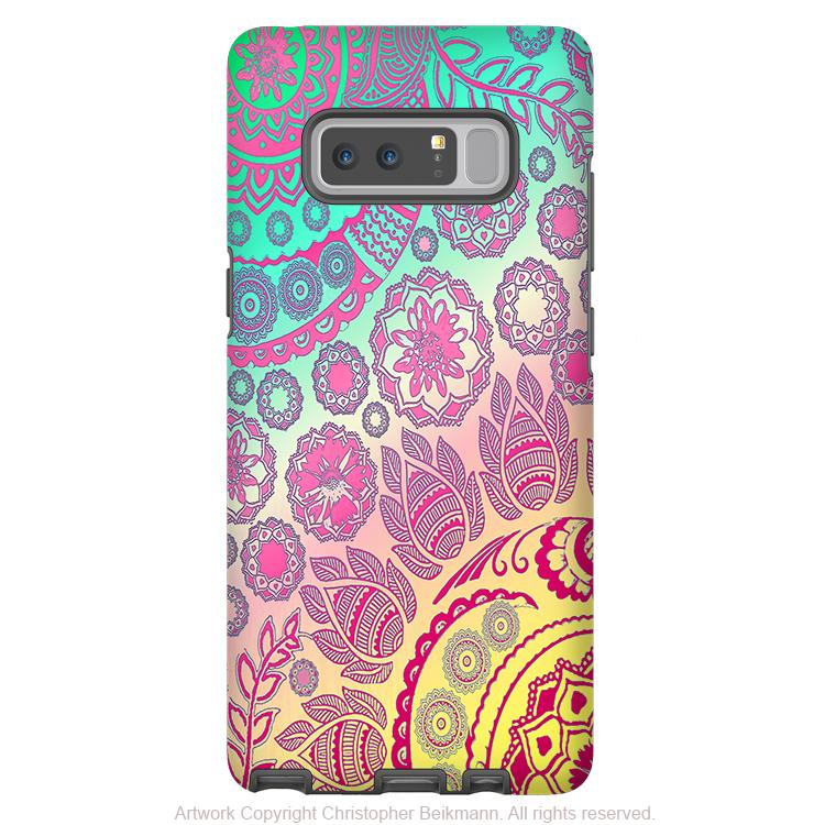 Pastel Paisley Galaxy NOTE 8 Case - Cotton Candy Mehndi - Floral Boho Paisley Samsung Galaxy NOTE 8 Tough Case - Galaxy Note 8 Tough Case - Fusion Idol Arts - New Mexico Artist Christopher Beikmann
