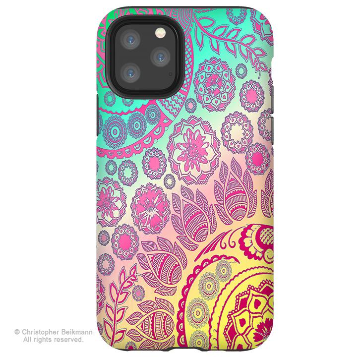 Cotton Candy Mehndi - iPhone 11 / 11 Pro / 11 Pro Max Tough Case - Dual Layer Protection for Apple iPhone Pastel Paisley Art Case - iPhone 11 Tough Case - Fusion Idol Arts - New Mexico Artist Christopher Beikmann