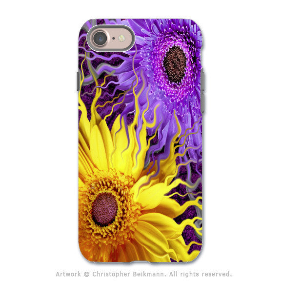 Purple and Yellow Daisy - Artistic iPhone 7 Tough Case - Dual Layer Protection - Daisy Yin Daisy Yang - iPhone 7 Tough Case - Fusion Idol Arts - New Mexico Artist Christopher Beikmann