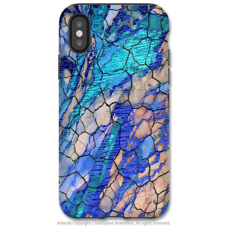 Desert Memories - iPhone X / XS / XS Max / XR Tough Case - Dual Layer Protection for Apple iPhone 10 - Blue Abstract Art Case - iPhone X Tough Case - Fusion Idol Arts - New Mexico Artist Christopher Beikmann