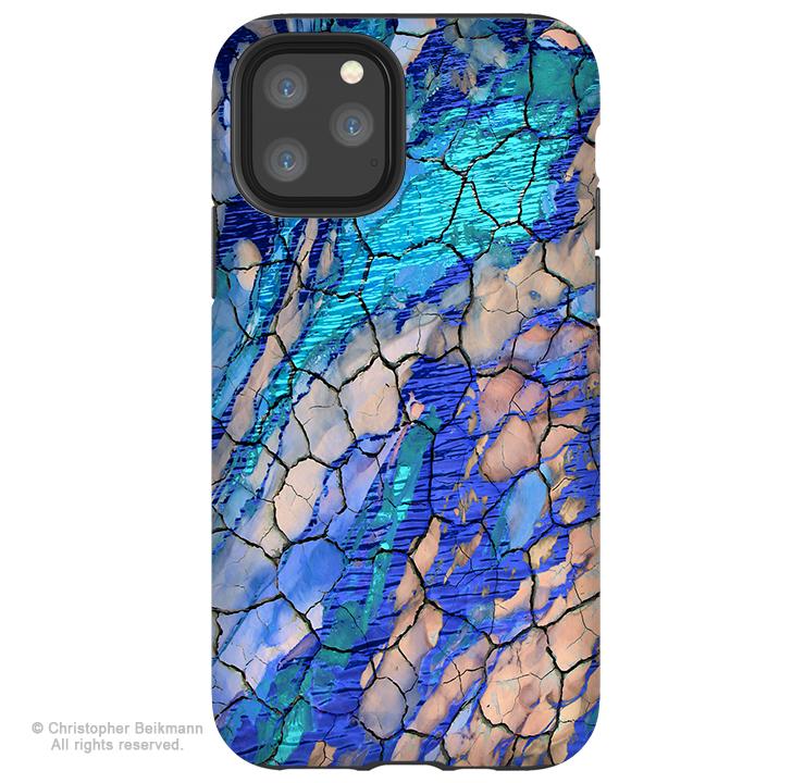 Desert Memories - iPhone 11 / 11 Pro / 11 Pro Max Tough Case - Dual Layer Protection for Apple iPhone XI - Blue Abstract Art Case - iPhone 11 Tough Case - Fusion Idol Arts - New Mexico Artist Christopher Beikmann