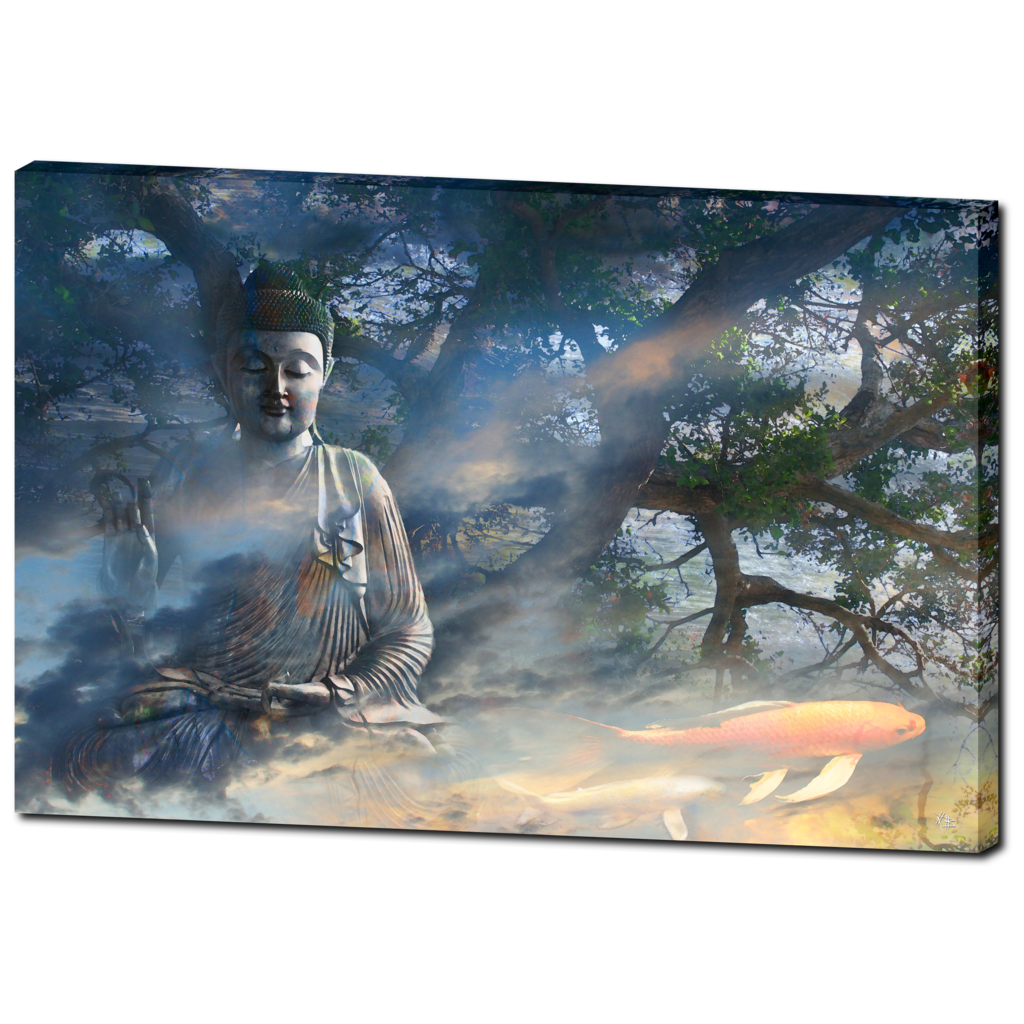 Ethereal Zen Buddha and Koi Fish Art Canvas - Universal Flow - Premium Canvas Gallery Wrap - Fusion Idol Arts - New Mexico Artist Christopher Beikmann