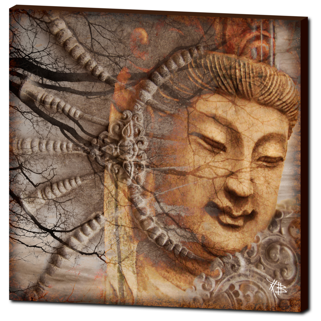 Earth Tone Kwan Yin Buddhist Goddess Art Canvas - A Cry Is Heard - Premium Canvas Gallery Wrap - Fusion Idol Arts - New Mexico Artist Christopher Beikmann