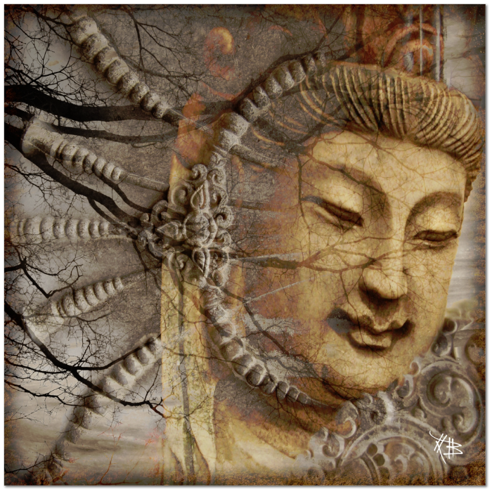 Earth Tone Kwan Yin Buddhist Goddess Art Canvas - A Cry Is Heard - Premium Canvas Gallery Wrap - Fusion Idol Arts - New Mexico Artist Christopher Beikmann