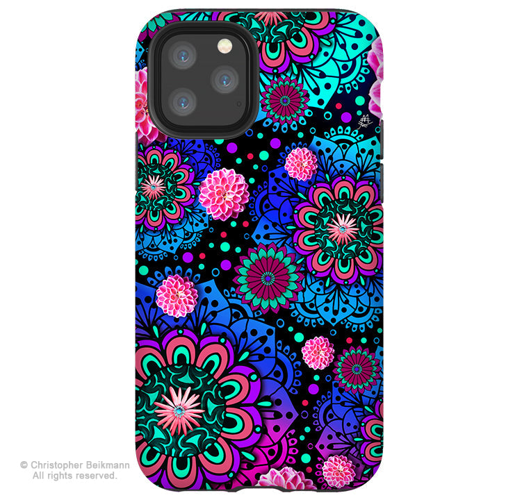 Frilly Floratopia - iPhone 13 / 13 Pro / 13 Pro Max / 13 Mini Tough Case - Colorful Floral - iPhone 13 Tough Case - Fusion Idol Arts - New Mexico Artist Christopher Beikmann