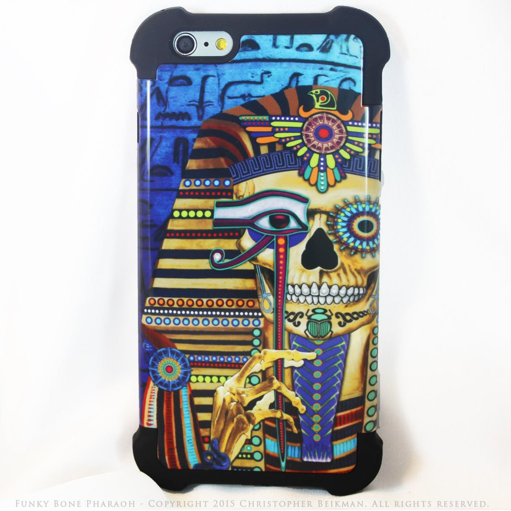 Egyptian Sugar Skull - Funky Bone Pharaoh - iPhone 6 Plus - 6s Plus SUPER BUMPER Case - iPhone 6 6s Plus SUPER BUMPER Case - Fusion Idol Arts - New Mexico Artist Christopher Beikmann