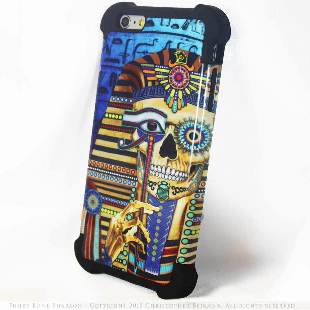 Egyptian Sugar Skull - Funky Bone Pharaoh - iPhone 6 Plus - 6s Plus SUPER BUMPER Case - iPhone 6 6s Plus SUPER BUMPER Case - Fusion Idol Arts - New Mexico Artist Christopher Beikmann