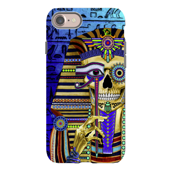 Egyptian Sugar Skull - iPhone 7 Tough Case - Dual Layer Protection - Funky Bone Pharaoh - iPhone 7 Tough Case - Fusion Idol Arts - New Mexico Artist Christopher Beikmann
