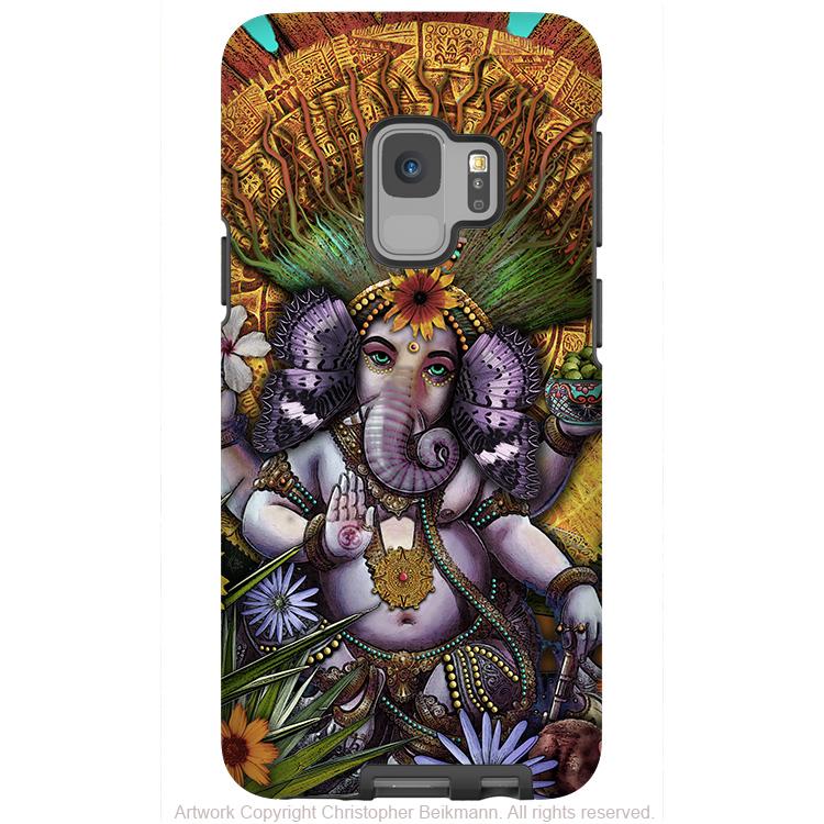 Ganesha Maya - Floral Ganesh - Galaxy S9 / S9 Plus / Note 9 Tough Case - Dual Layer Protection for Samsung S9 - Galaxy S9 / S9+ / Note 9 - Fusion Idol Arts - New Mexico Artist Christopher Beikmann