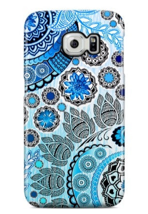 Blue Indian Paisley Galaxy S6 Edge CLIP Case - Blue Mehndi - Modern Floral Galaxy S6 Edge case - SPECIAL ORDER - Fusion Idol Arts - New Mexico Artist Christopher Beikmann