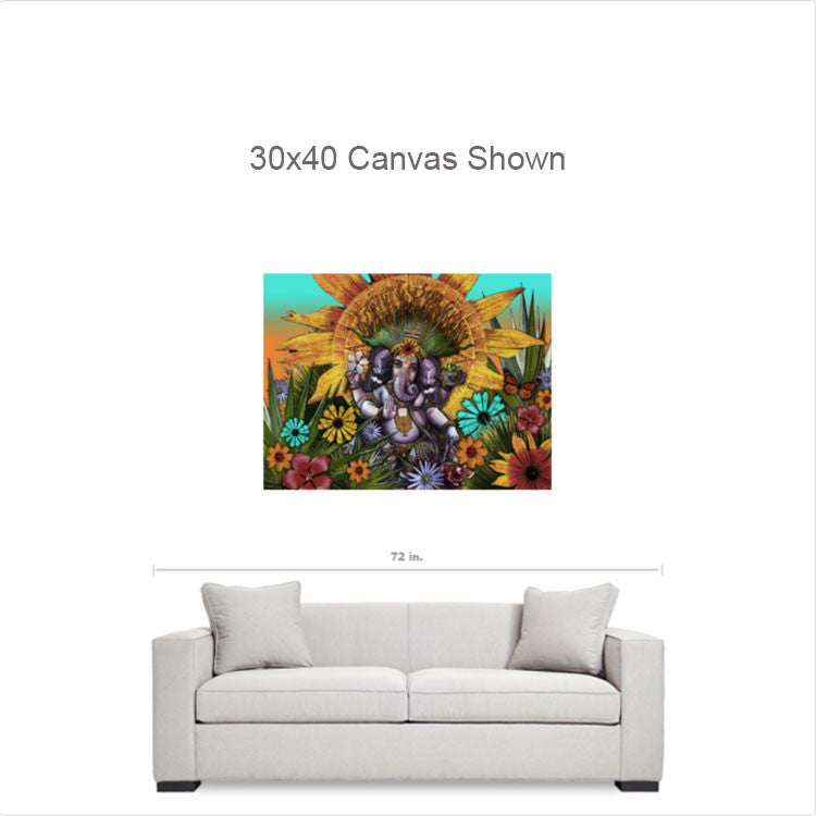 Colorful Floral Lord Ganesha Hindu Art Canvas - Ganesha Maya - Premium Canvas Gallery Wrap - Fusion Idol Arts - New Mexico Artist Christopher Beikmann