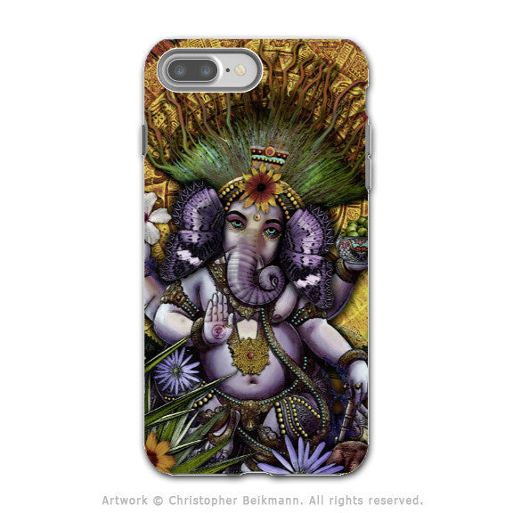 Ganesha Colorful Floral - Artistic iPhone 7 PLUS - 7s PLUS Tough Case - Dual Layer Protection - Ganesha Maya - iPhone 7 Plus Tough Case - Fusion Idol Arts - New Mexico Artist Christopher Beikmann