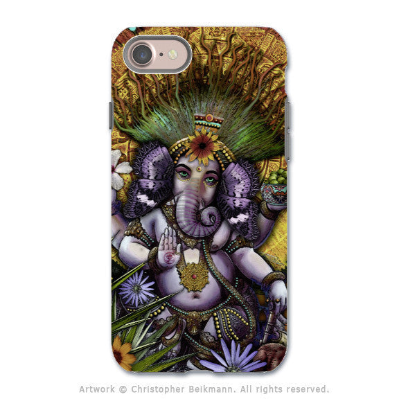 Ganesha Colorful Floral - Artistic iPhone 8 Tough Case - Dual Layer Protection - Ganesha Maya - iPhone 8 Tough Case - Fusion Idol Arts - New Mexico Artist Christopher Beikmann