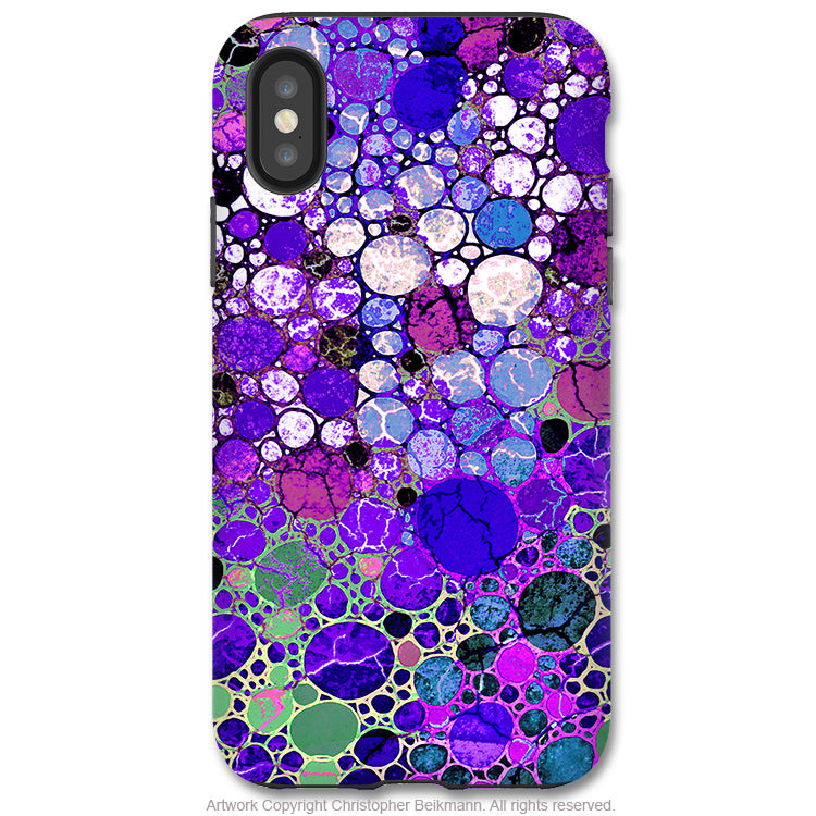 Grape Bubbles - iPhone X / XS / XS Max / XR Tough Case - Dual Layer Protection for Apple iPhone 10 - Purple Abstract Art Case - iPhone X Tough Case - Fusion Idol Arts - New Mexico Artist Christopher Beikmann