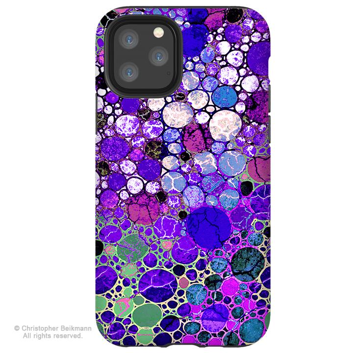 Grape Bubbles - iPhone 11 / 11 Pro / 11 Pro Max Tough Case - Dual Layer Protection for Apple iPhone XI - Purple Abstract Art Case - iPhone 11 Tough Case - Fusion Idol Arts - New Mexico Artist Christopher Beikmann