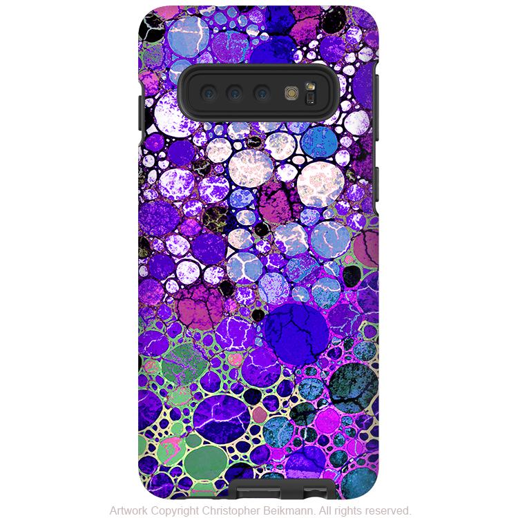 Grape Bubbles - Galaxy S10 / S10 Plus / S10E Tough Case - Dual Layer Protection - Purple and Green Abstract - Galaxy S10 / S10+ / S10E - Fusion Idol Arts - New Mexico Artist Christopher Beikmann