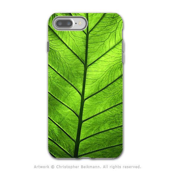 Green Leaf iPhone 8 PLUS Tough Case - Dual Layer Protection - Leaf of Knowledge by Da Vinci Case - iPhone 8 Plus Tough Case - Fusion Idol Arts - New Mexico Artist Christopher Beikmann