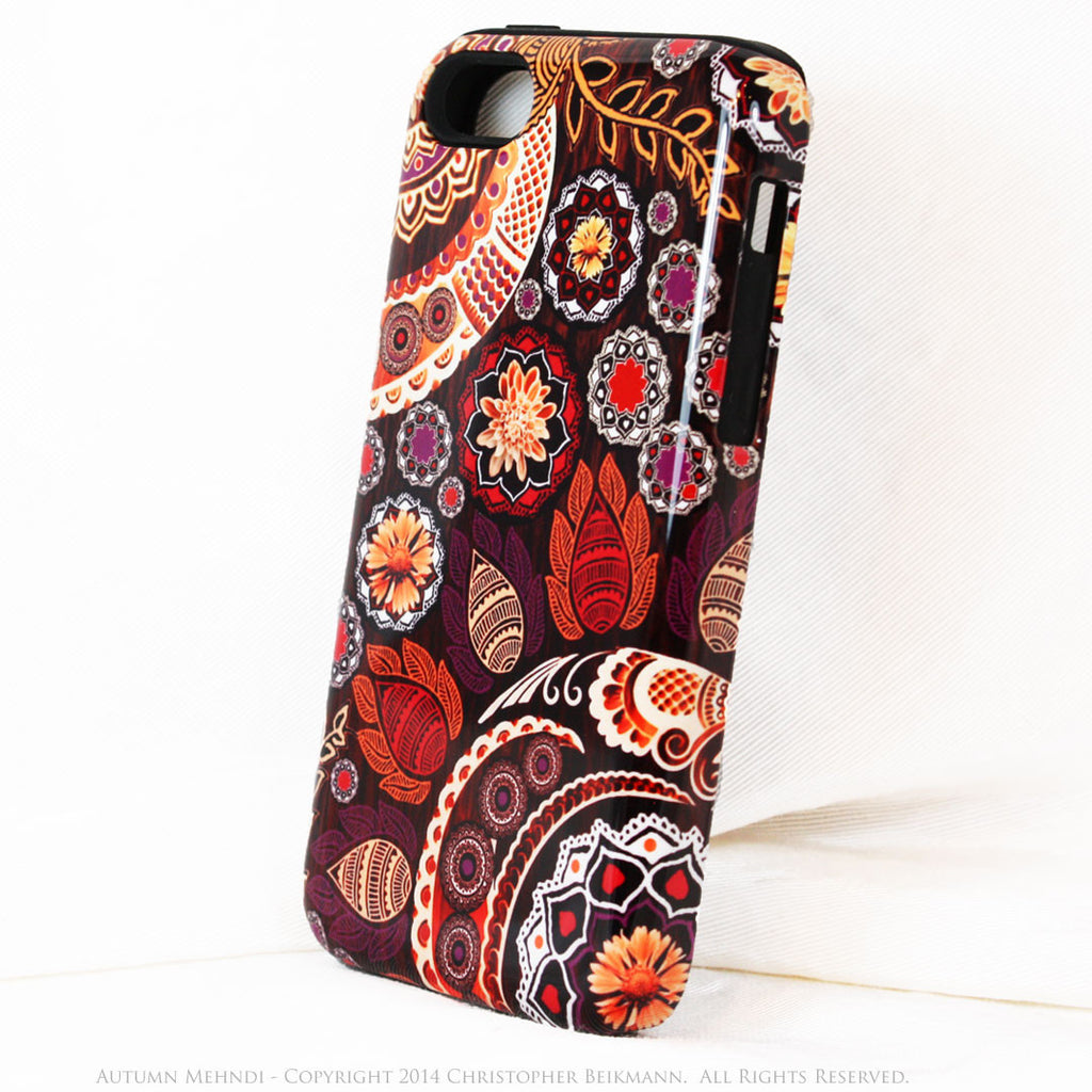 Fall Paisley iPhone 5c TOUGH Case - Autumn Mehndi -  Floral Dual Layer iPhone Case - iPhone 5c TOUGH Case - Fusion Idol Arts - New Mexico Artist Christopher Beikmann